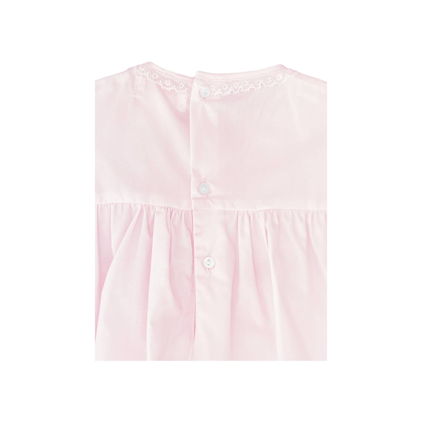 Fully Smocked Pink Dress with French Lace