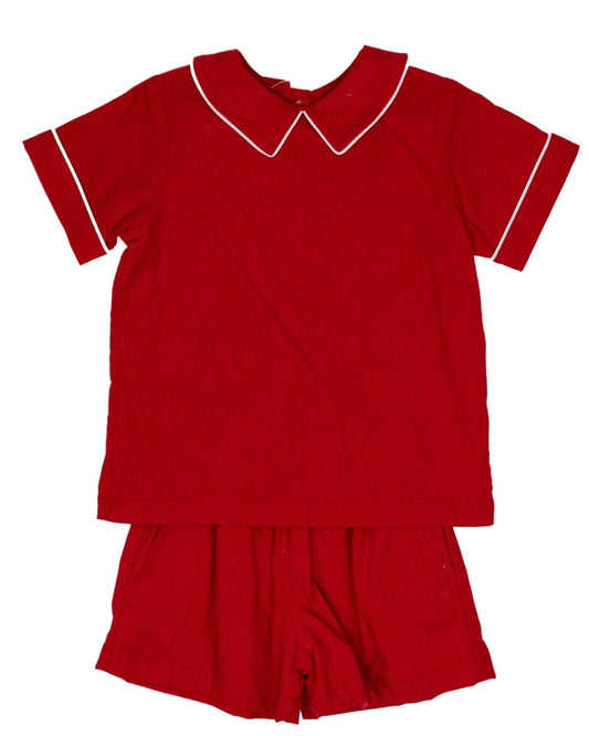 John Red Cord Short Set