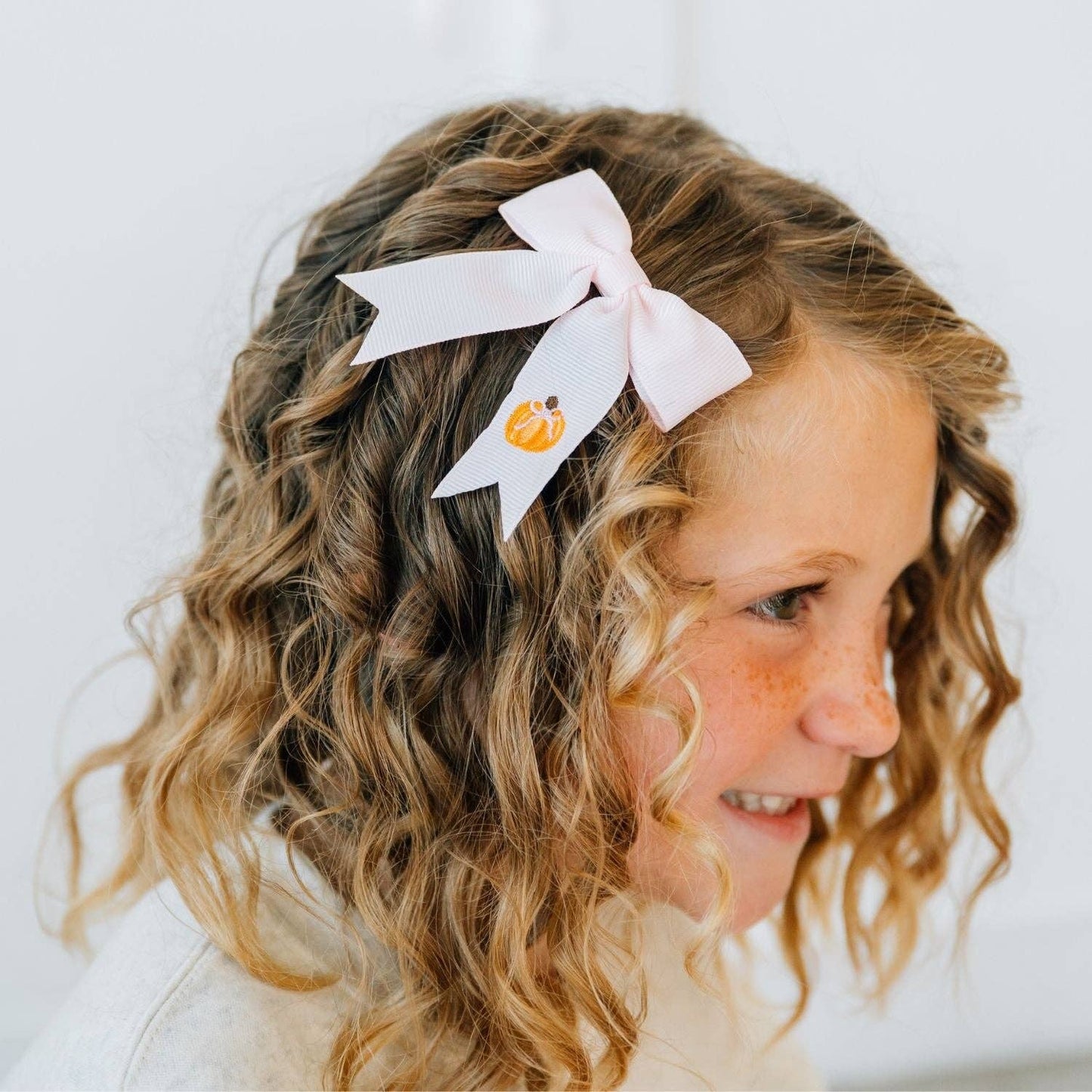 Pumpkin Embroidered Bow Clip - Hair Bows