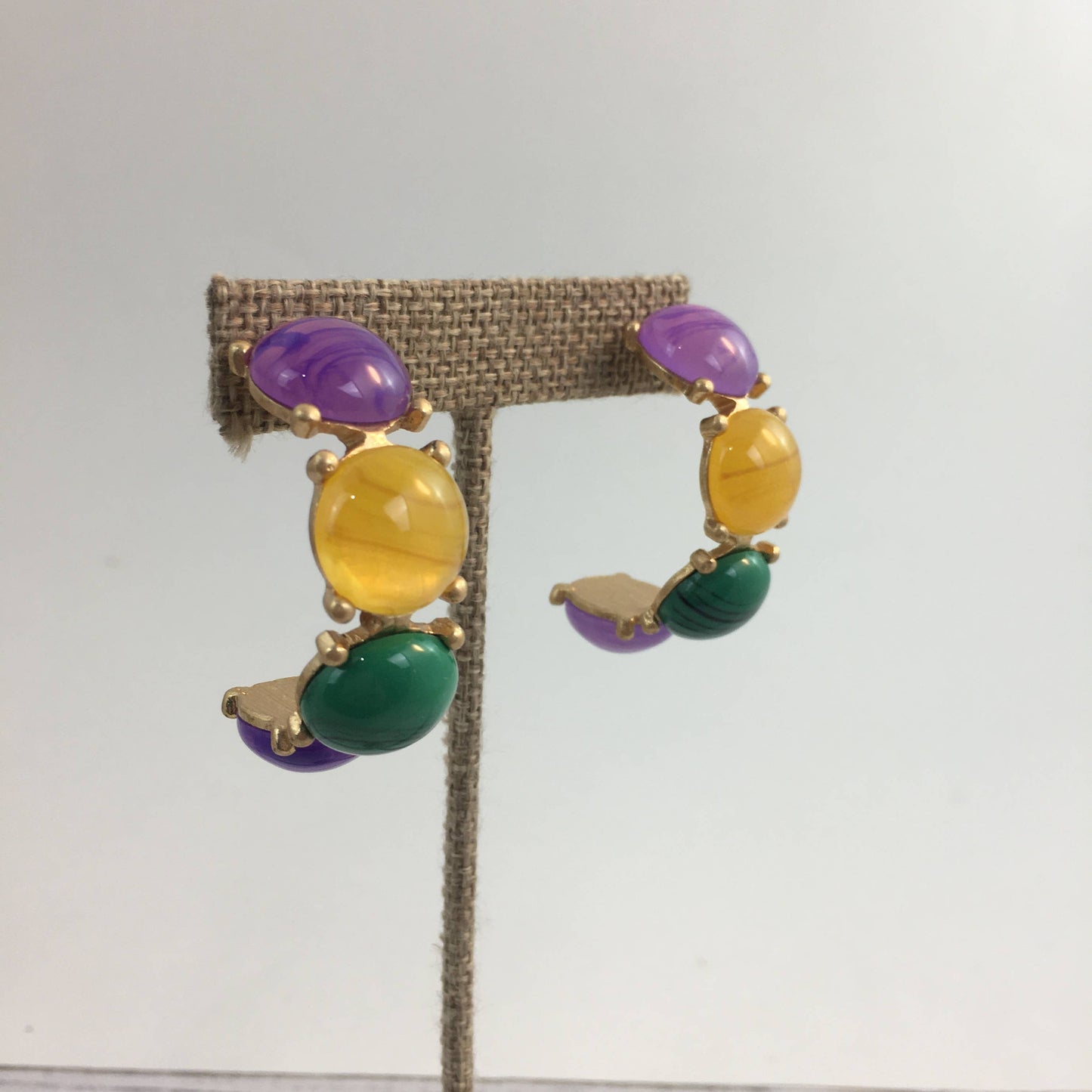 Mardi Gras marble stone hoop earrings 