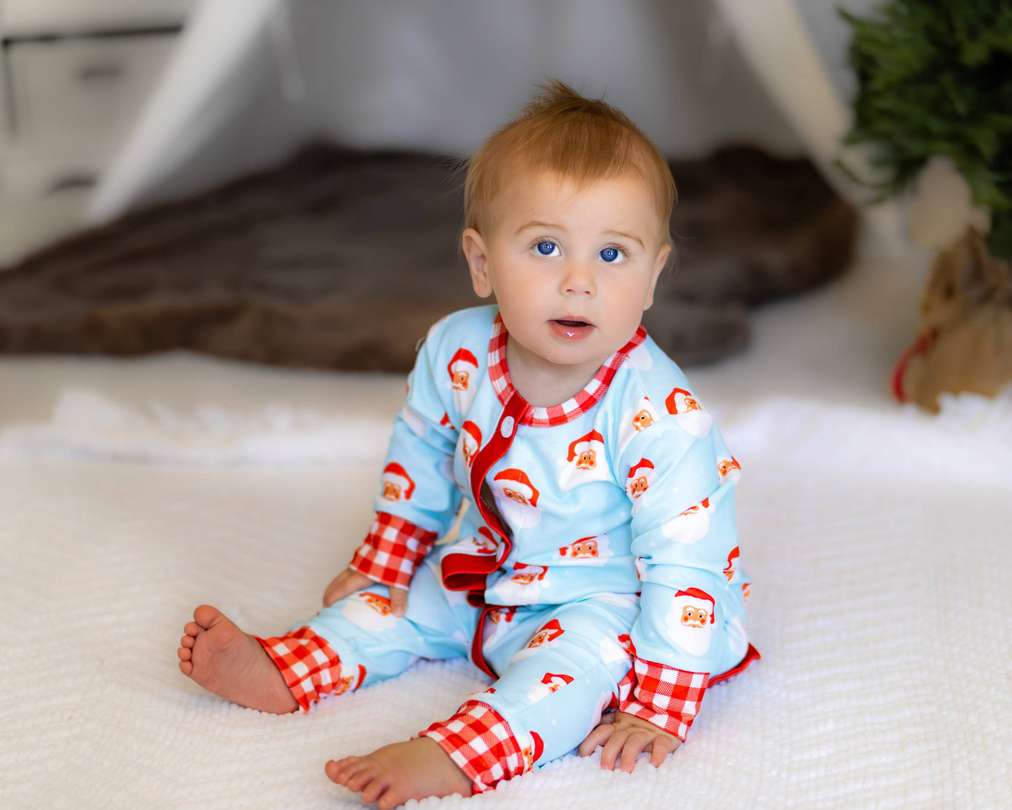 Vintage Santa Baby Boy Buttflap Pajamas