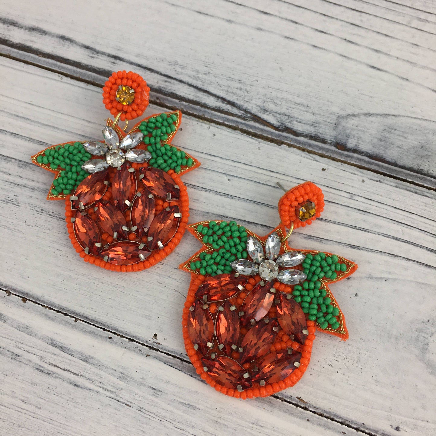 Gemstone Pumpkin Earrings