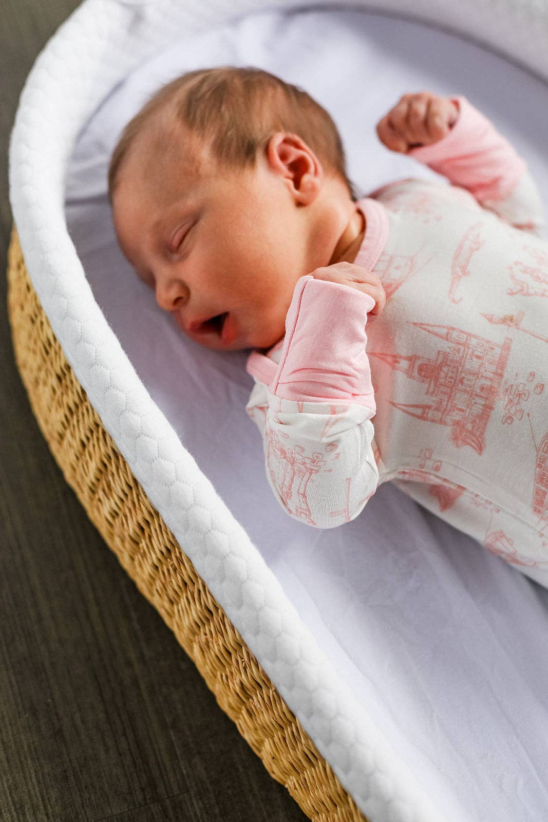 Nola Pink Toile Bamboo Knotted Gown: Newborn