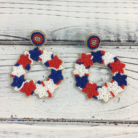 Patriotic Star wreath earrings
