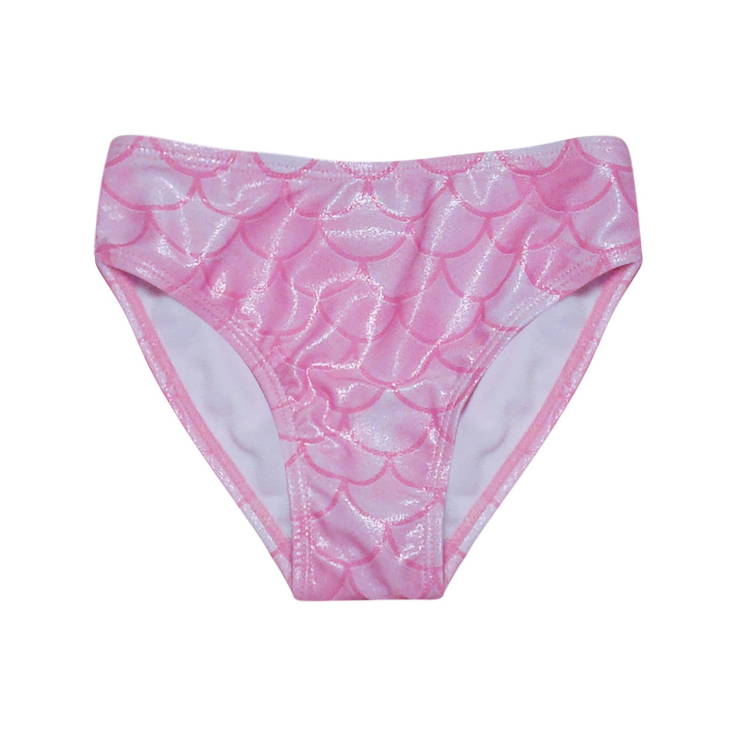 UPF 50+ 3 piece Mermaid Swim Set w/ Ruffle Shoulders Pixie Scales Pink