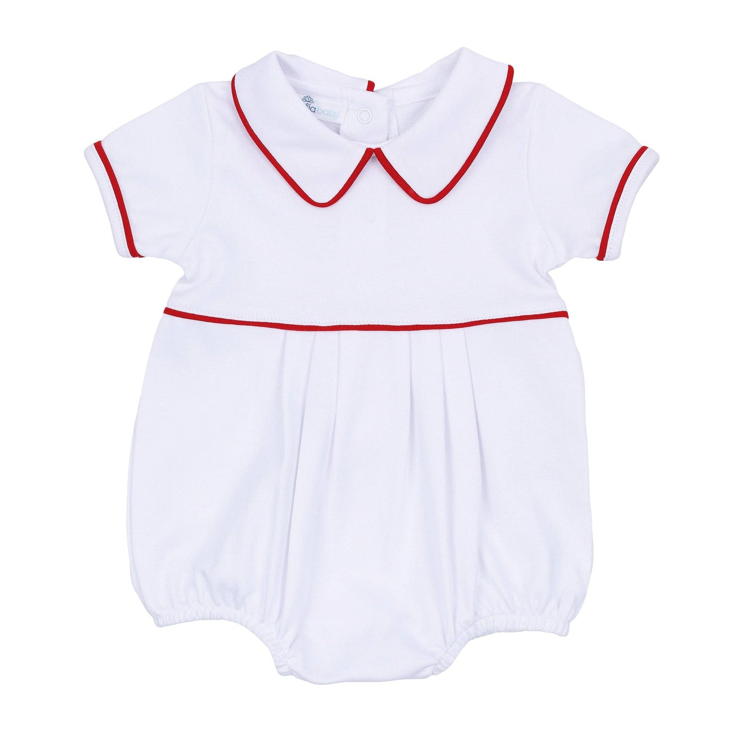 Red and White Collared Short Sleeve Bubble