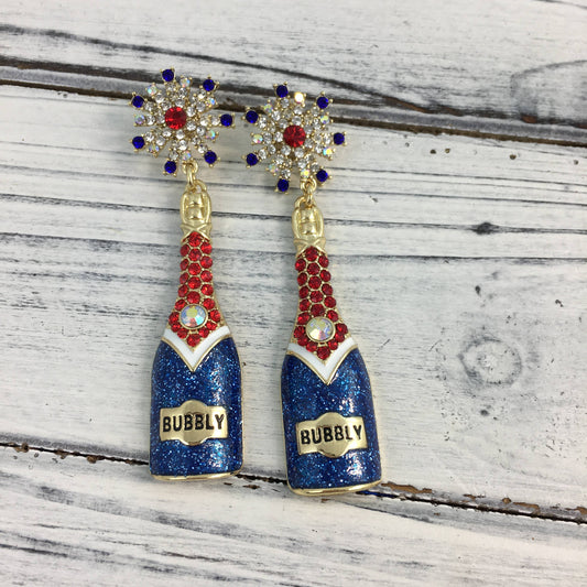 RWB champagne glitter earrings