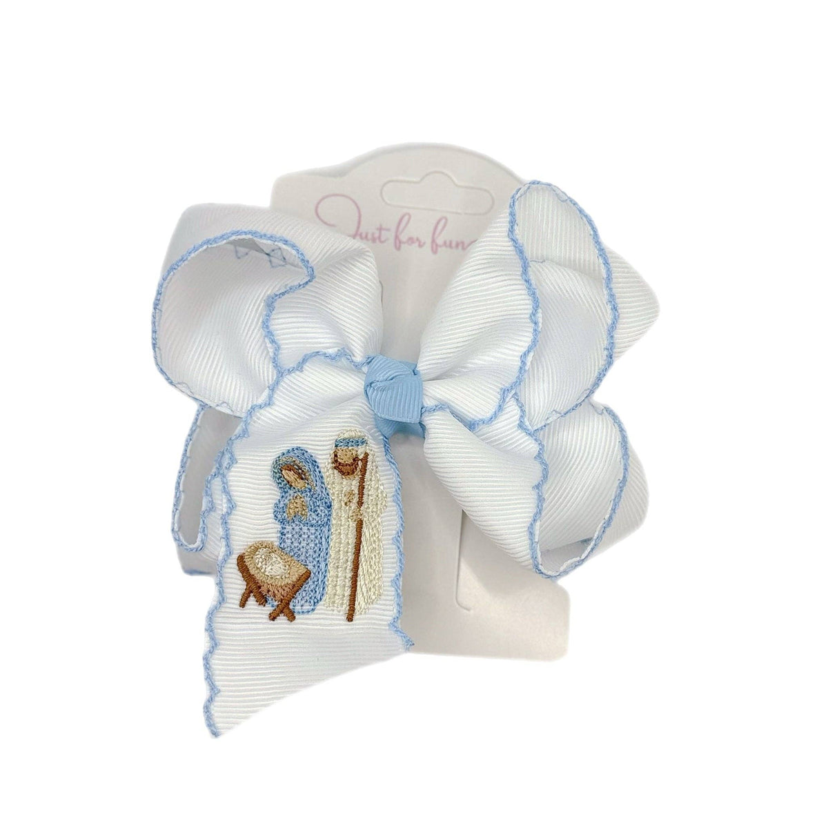 Away In a Manger Embroidered Hair Bow