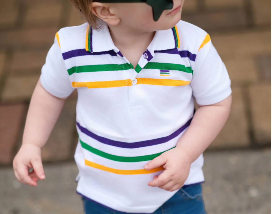 White Infinity Toddler Short Sleeve Polo
