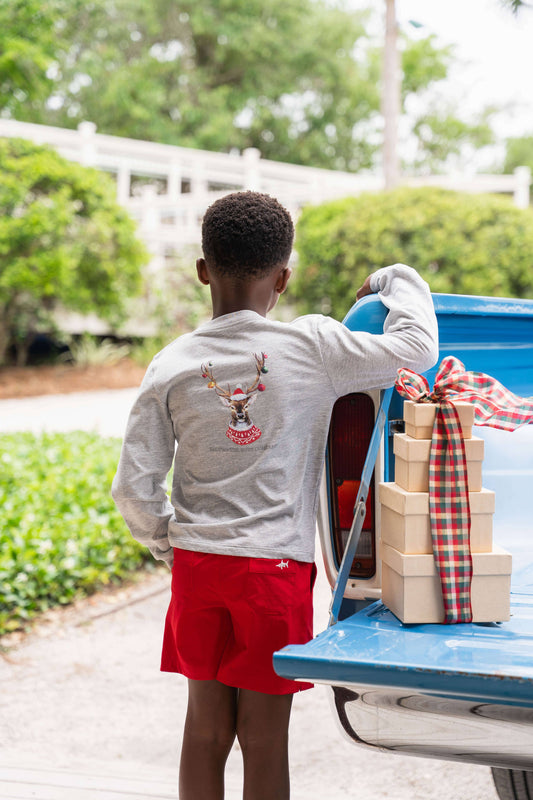 Christmas Ornament Deer Boys Graphic Tee LS Grey