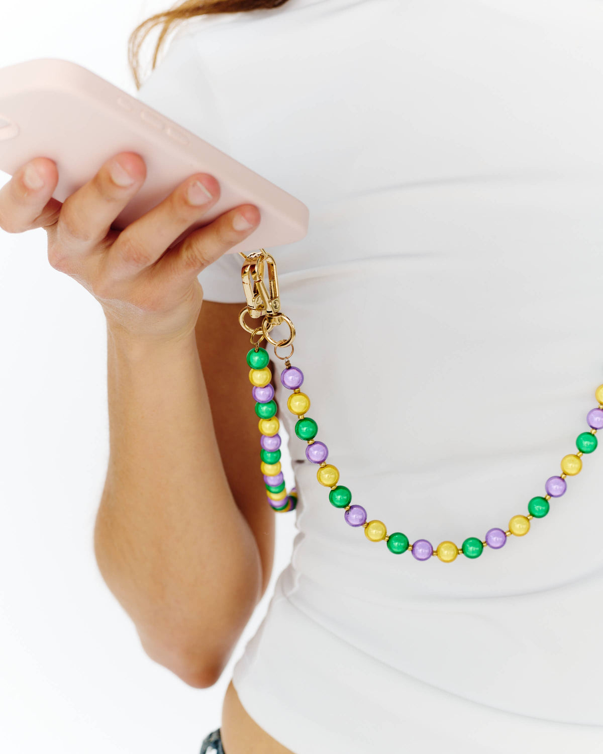 Mardi Gras Brilliant Pearl Phone Strap