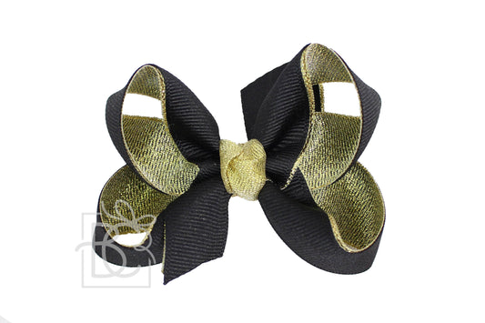 Black and Gold Layered Grosgrain Bow