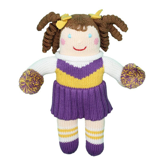 Purple and Gold Cheerleade Crochet Rattle