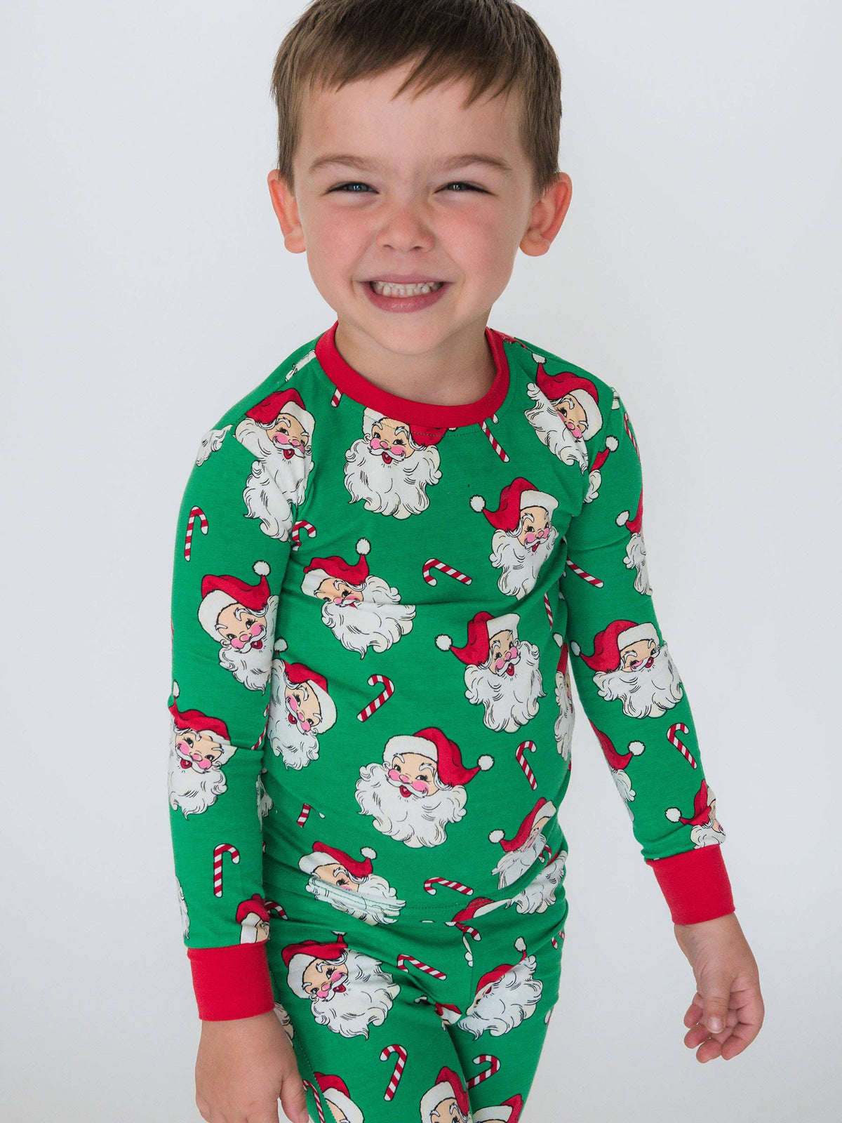 Green Santa Joy Long Sleeve Pajama Set
