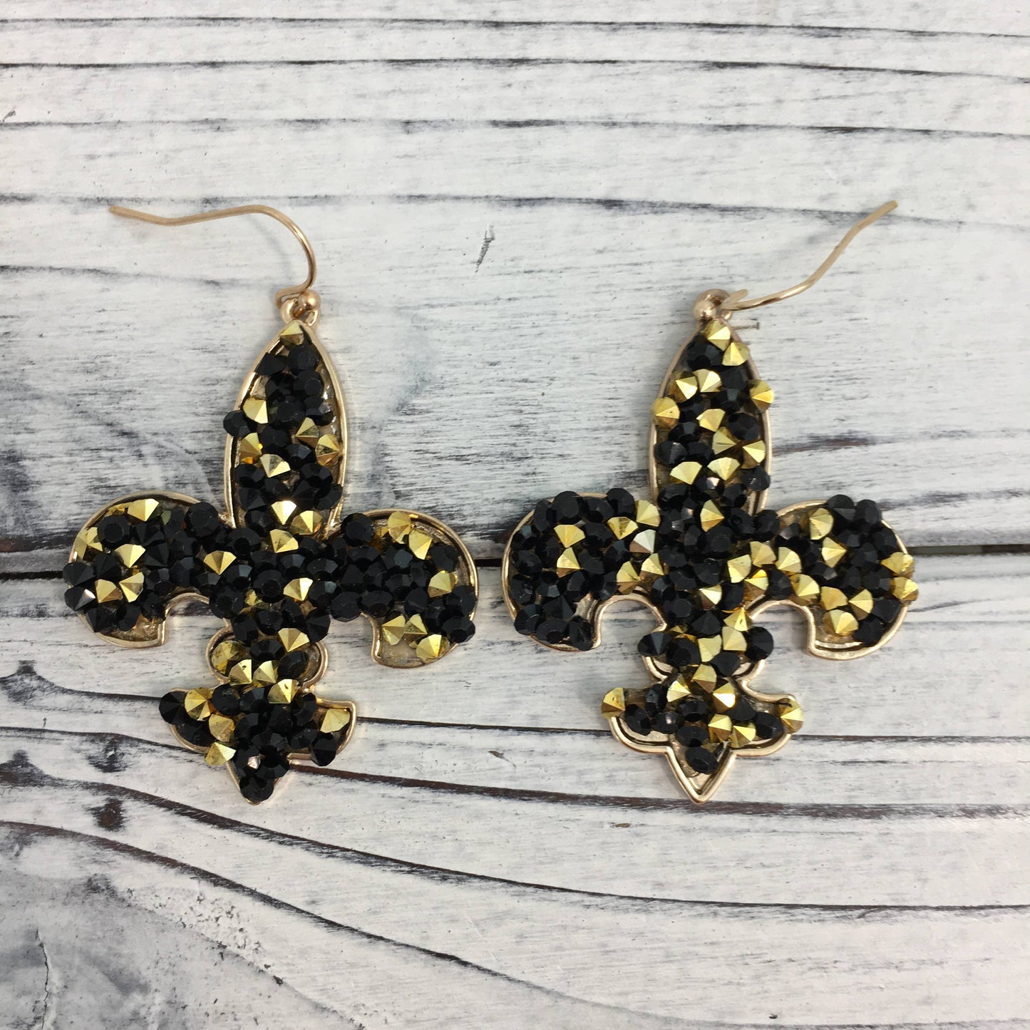 Black and gold confetti stone FDL earrings