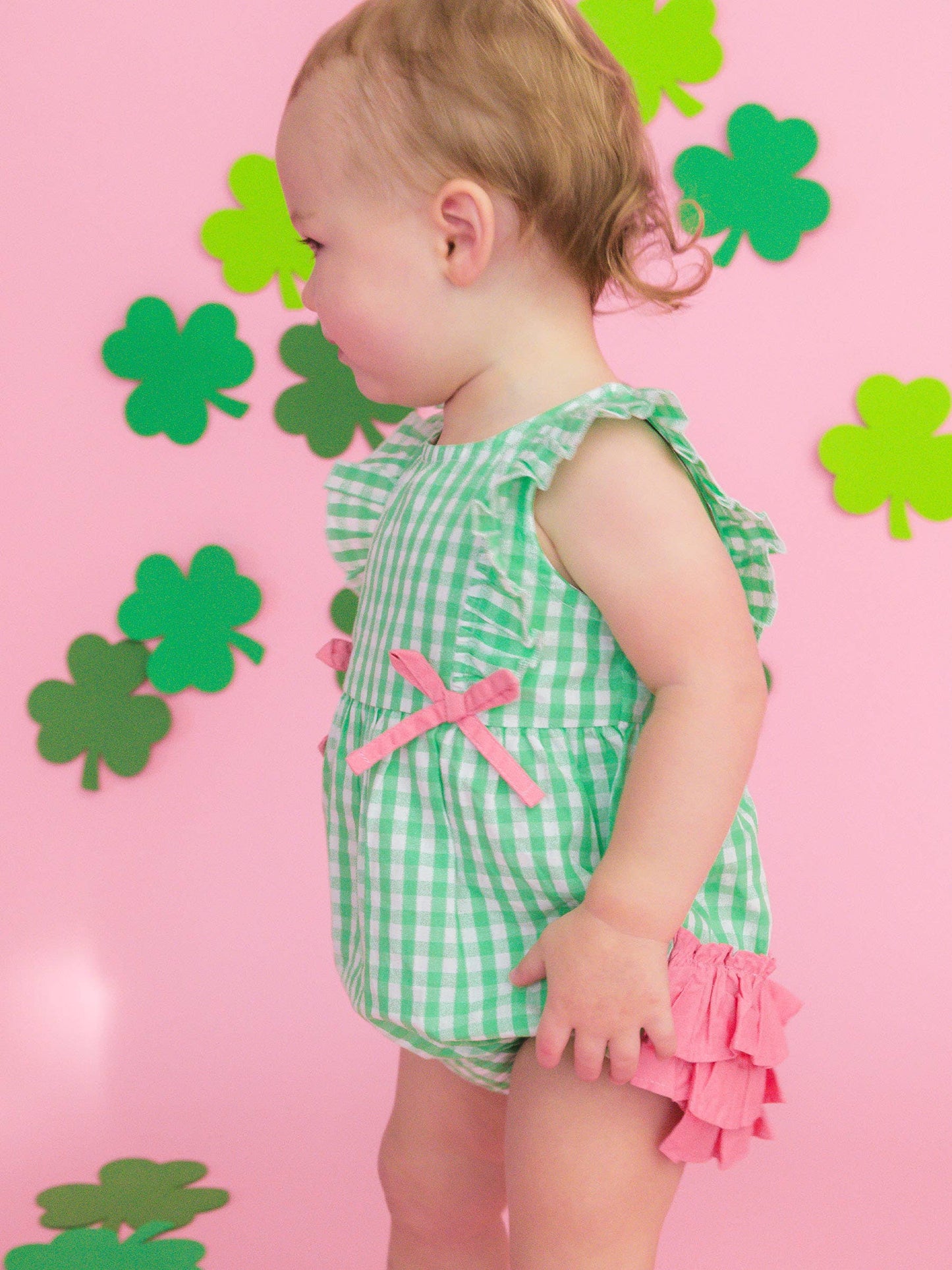 Baby Girls Classic Spring Bud Gingham Classic Ruffle Bubble
