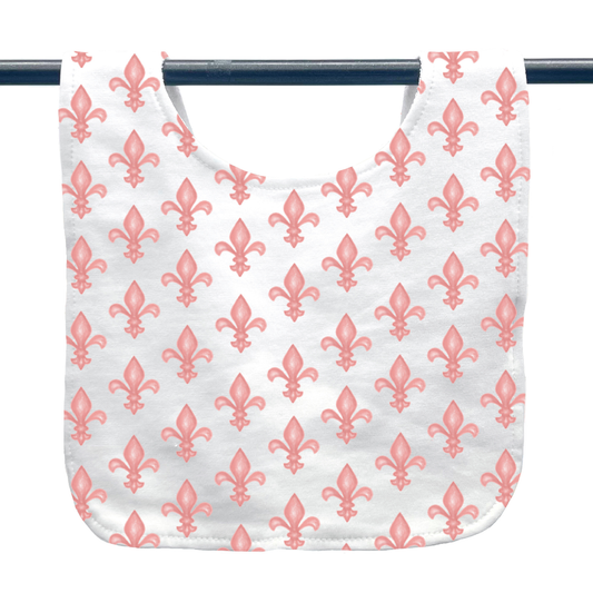 Pink Fleur De Lis Baby Bib