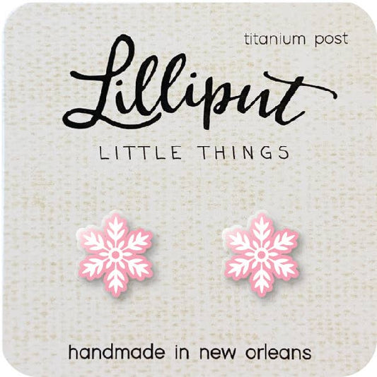 Pink Christmas Snowflake Earrings