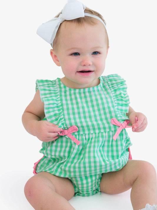 Baby Girls Classic Spring Bud Gingham Classic Ruffle Bubble