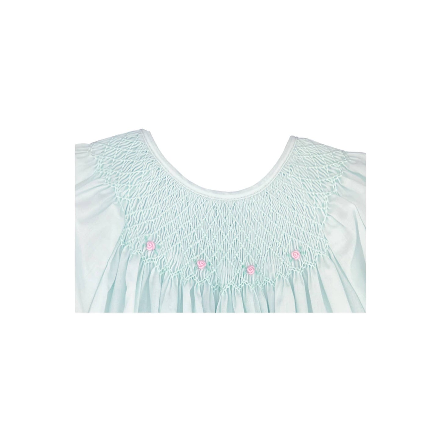 Mint Smocked Daygown with Raglan Embroidery