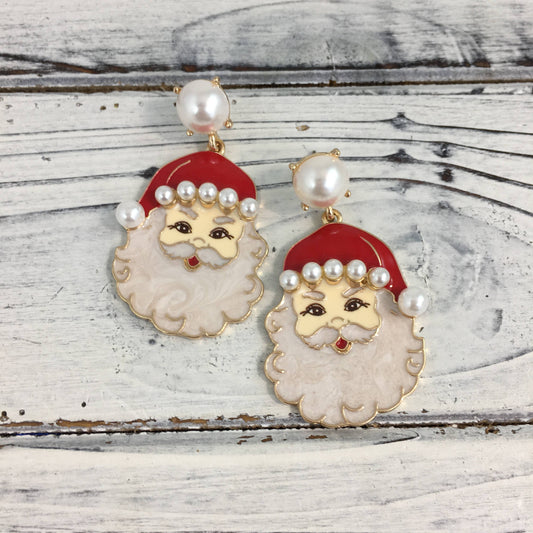 Christmas Santa Pearl earrings