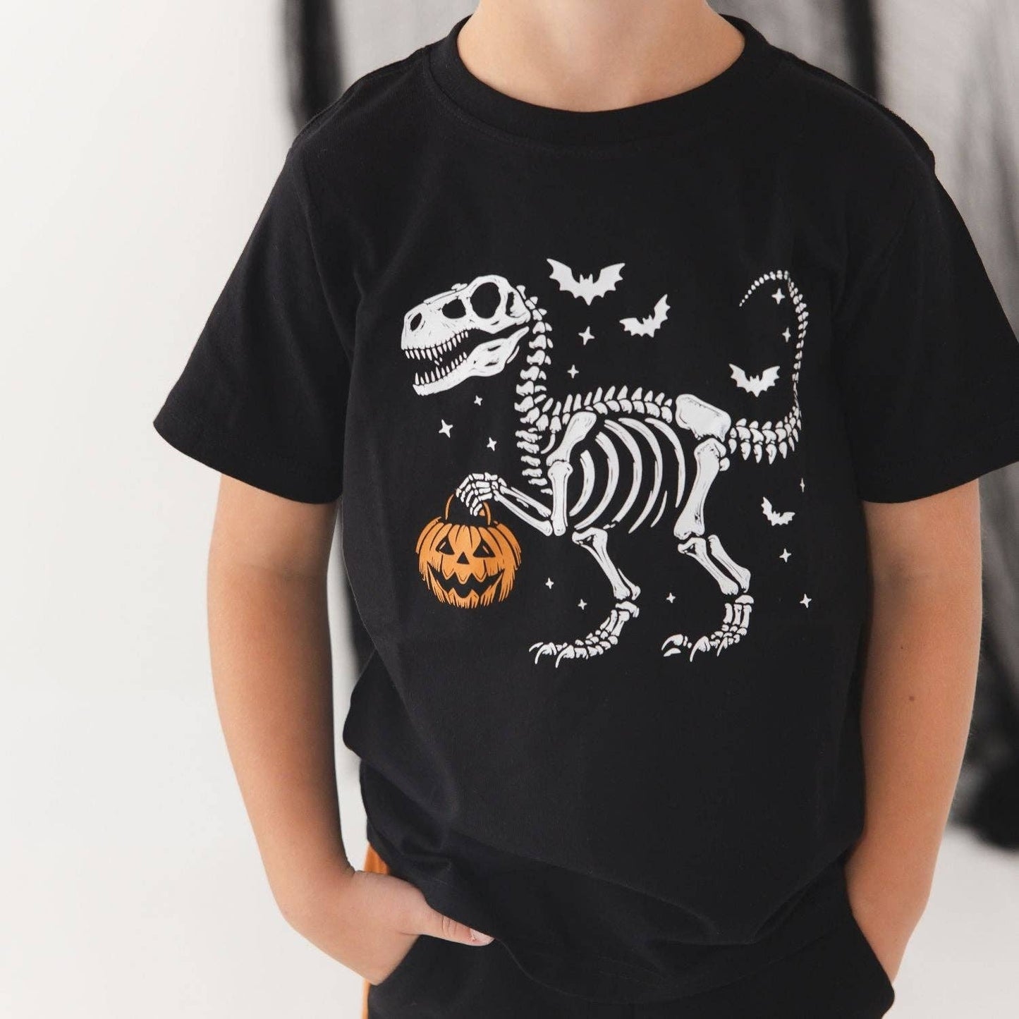 Dinosaur Skeleton Halloween Short Sleeve T-Shirt