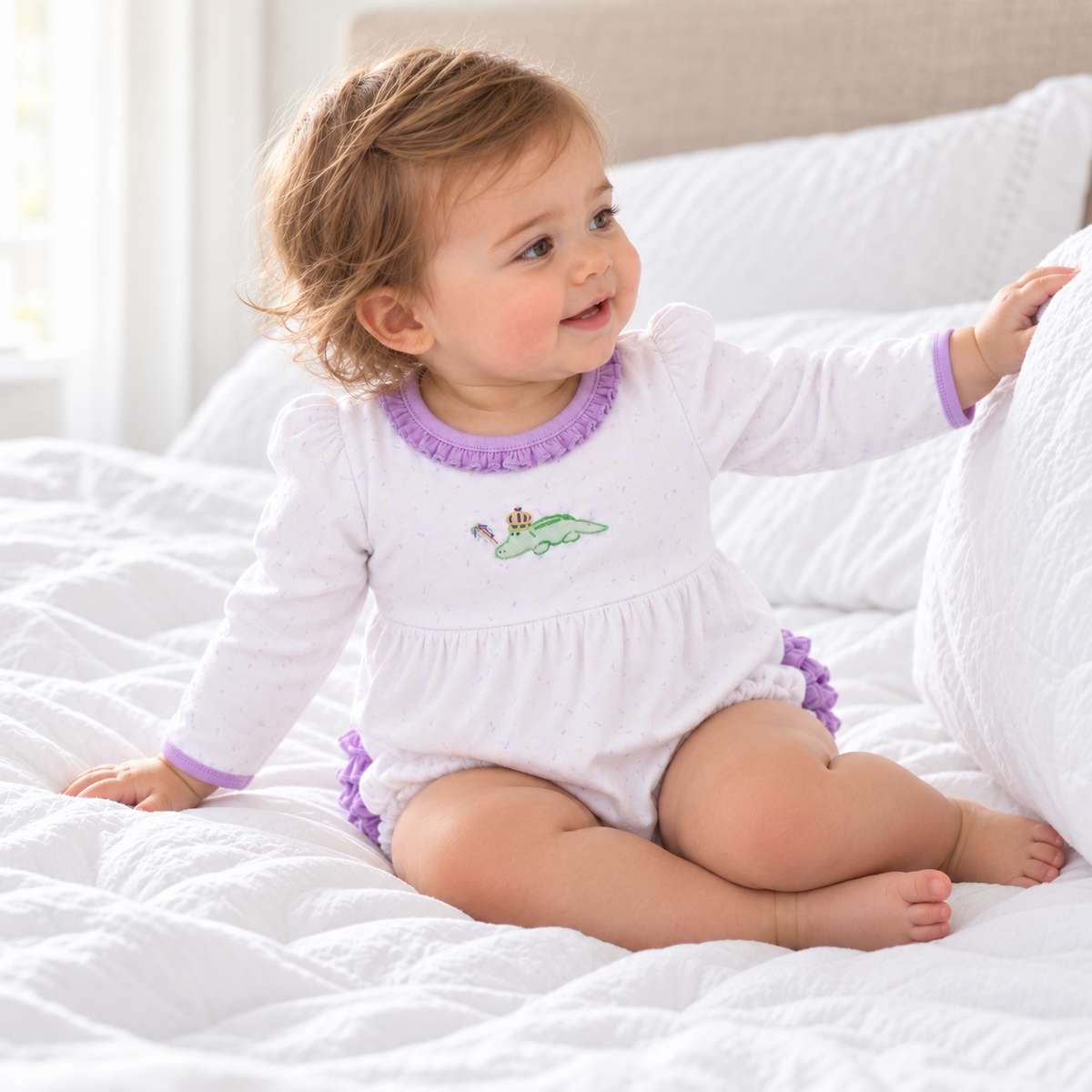 Bayou Pals Ruffle Long Sleeve Girl Bubble: