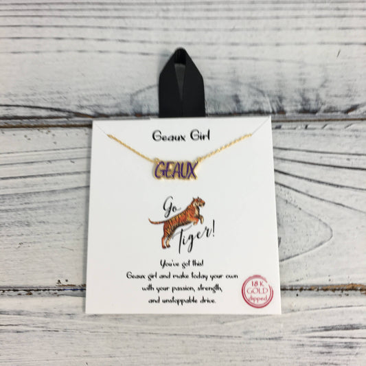 Purple and Gold LSU GEAUX Necklace