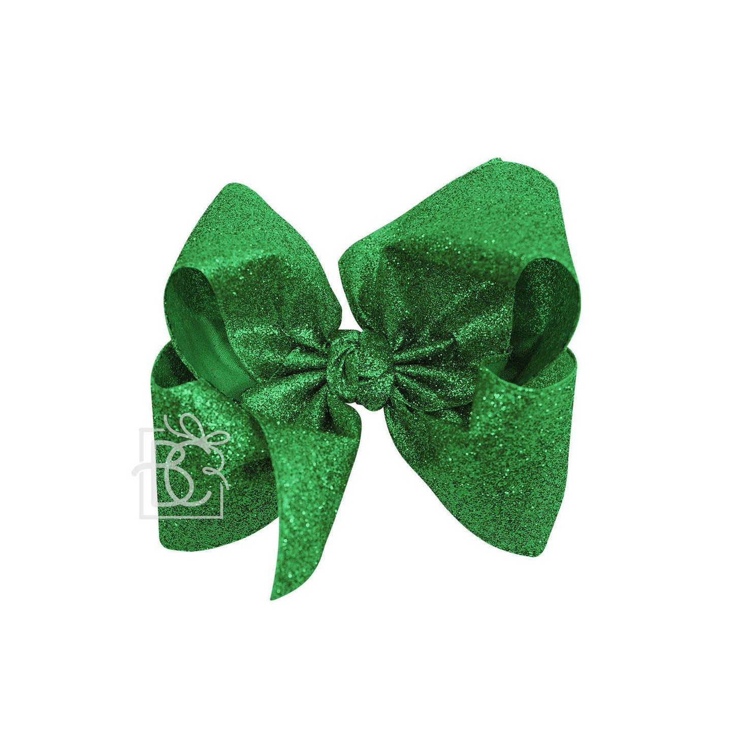 GREEN GLITTER METALLIC BOW ON CLIP