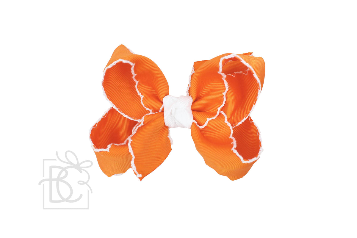 Crochet Edge Bows (Orange & White)