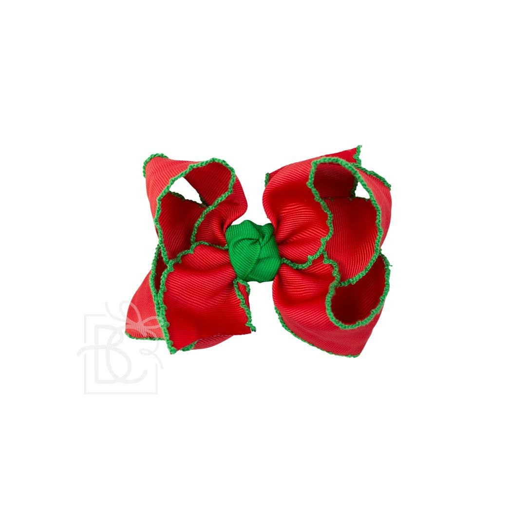 Crochet Edge Ribbon (Red w/ Emerald)