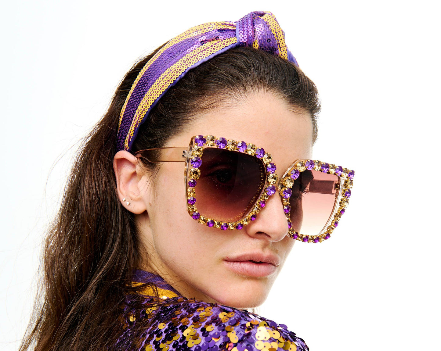 Purple and Gold LSU Stone Sunglass
