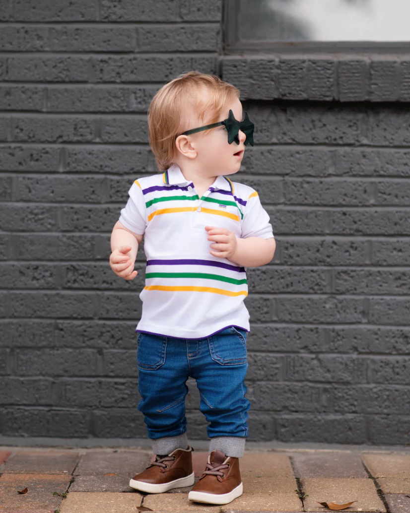 White Infinity Toddler Short Sleeve Polo