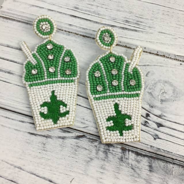 Beaded St. Patrick's Snowball Earrings