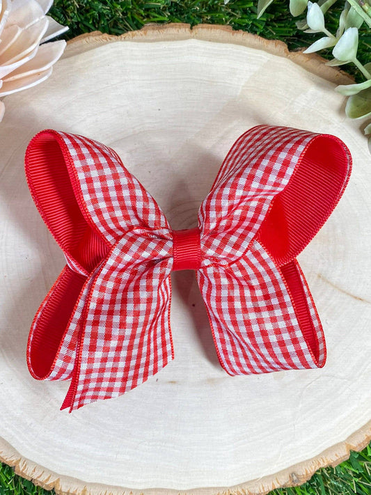 Red Gingham Classic Boutique Hair Bow