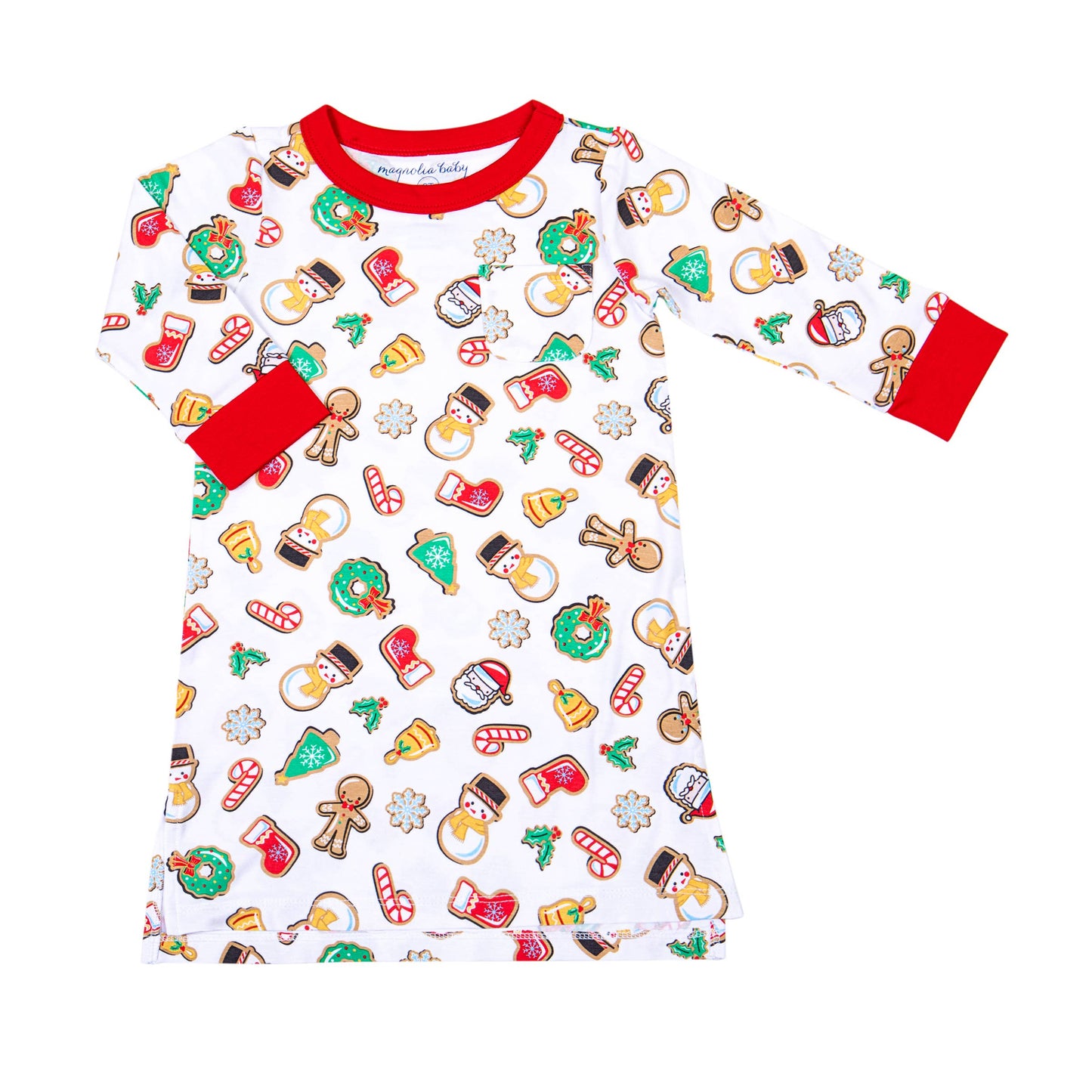 Holly Jolly Cookies Red Girl's Long Sleeve Nightdress