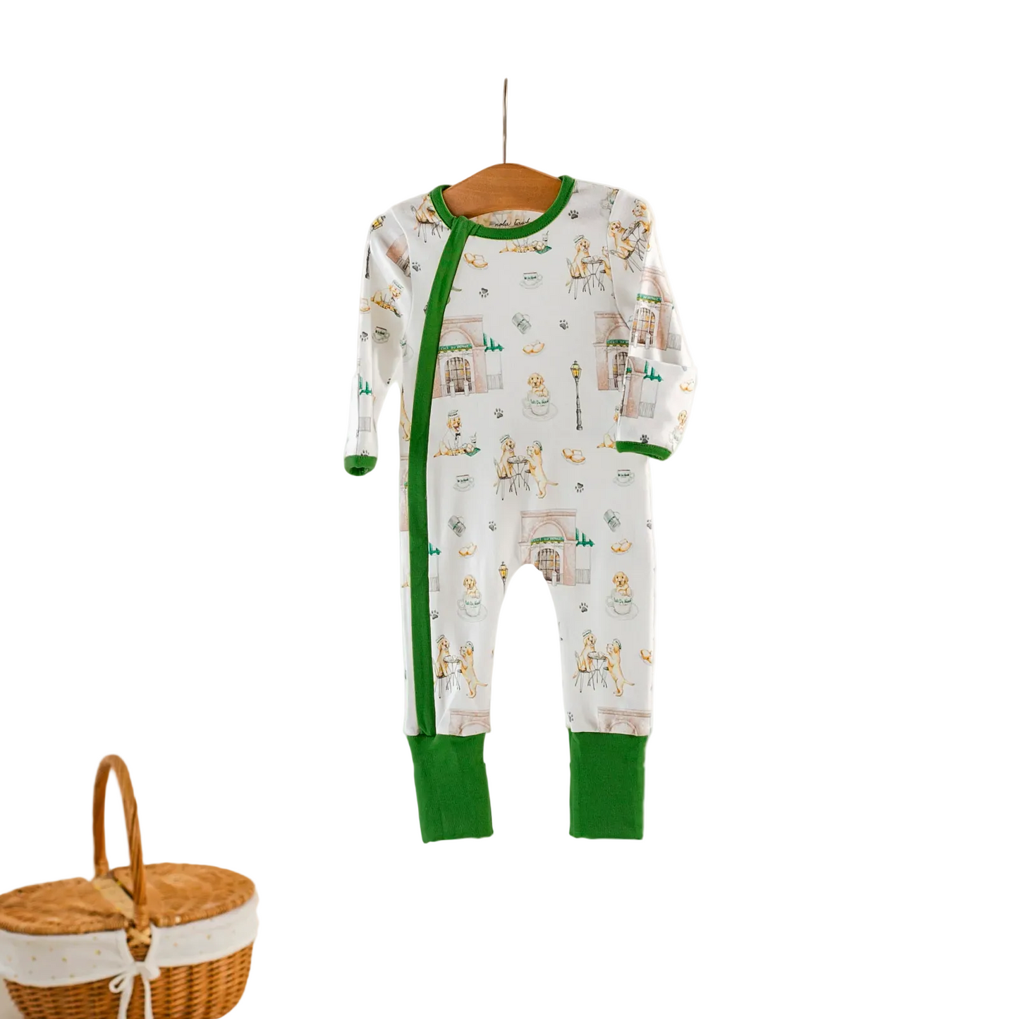 Powdered Sugar and Puppies Organic Cotton Pajama 2 way Zip Up