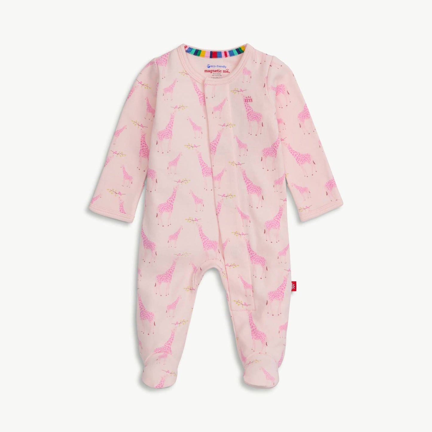 PINK JOLIE GIRAFFE ORGANIC COTTON MAGNETIC FOOTIE