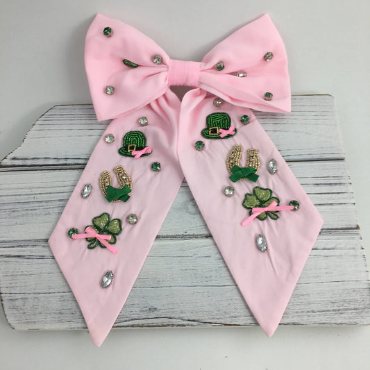 St Patty’s Day Pink Beaded Bow
