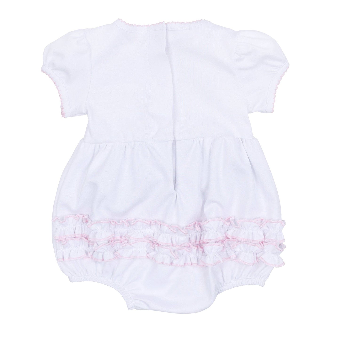 Lucky Little Ones Embroidered Short Sleeve Bubble - Pink