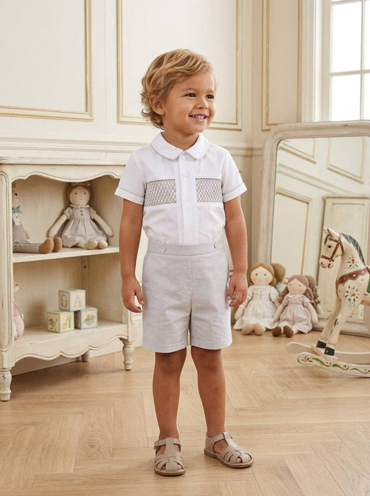 Smocked Bobby Suit Gray Class