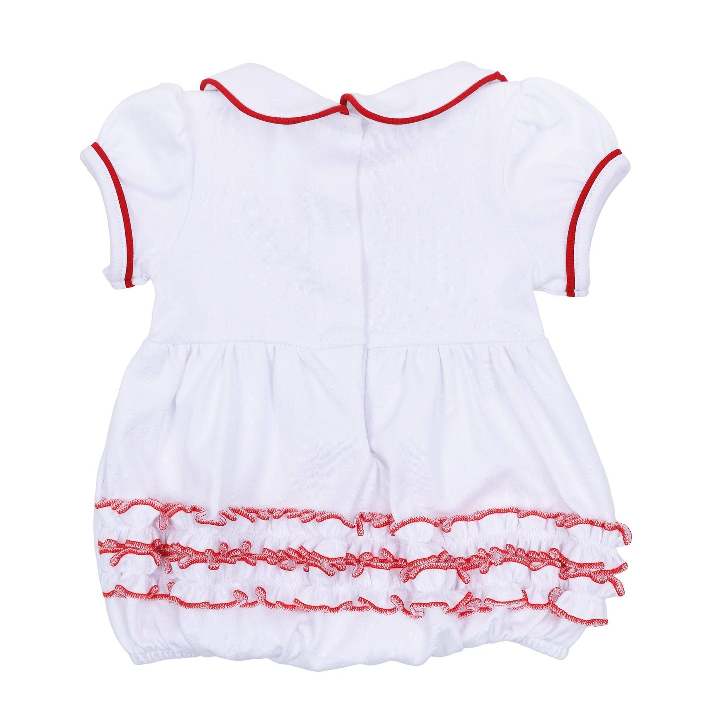 Red and White Collared Ruffle Short Sleeve Bubble