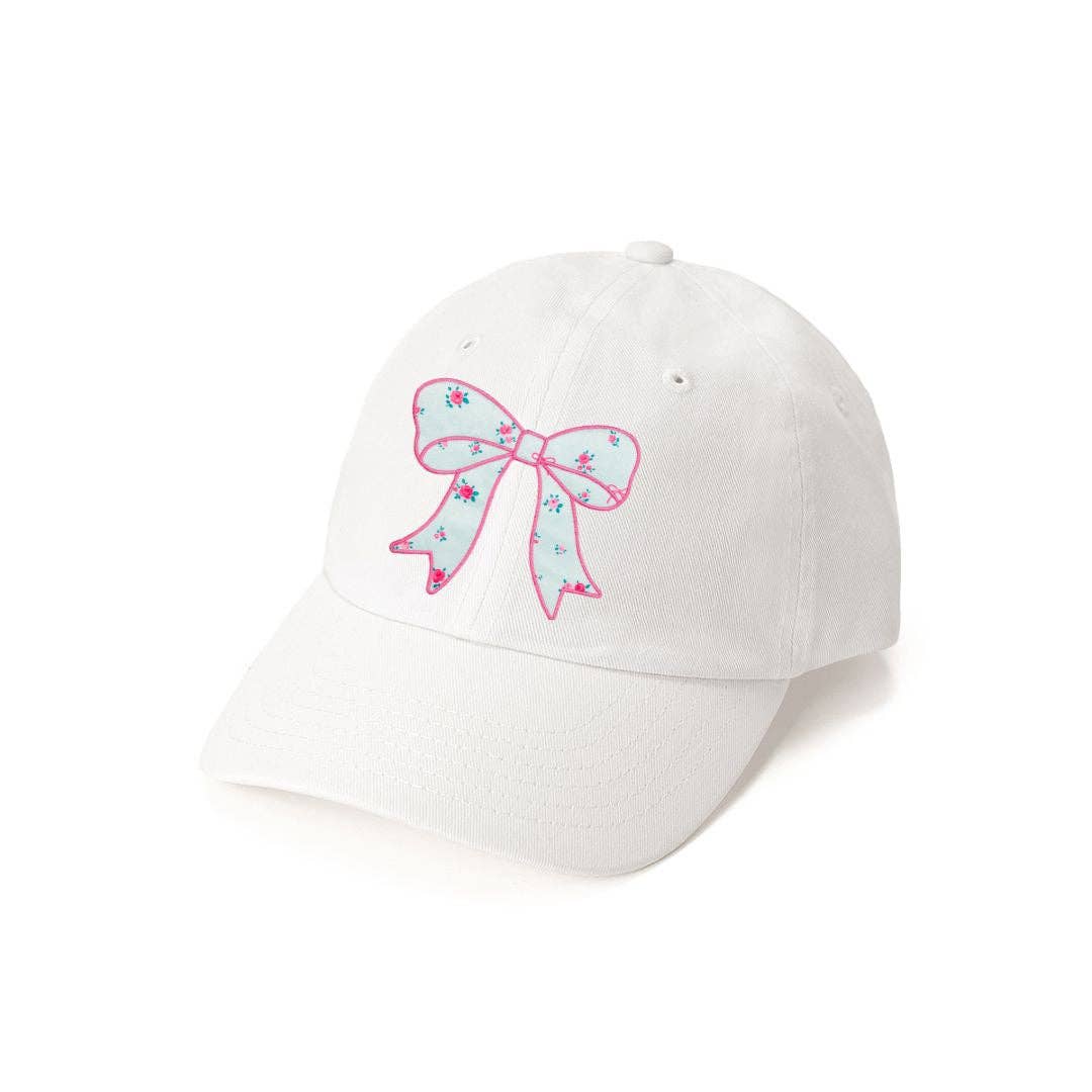 Sky Blue Floral Bow Patch Baseball Hat