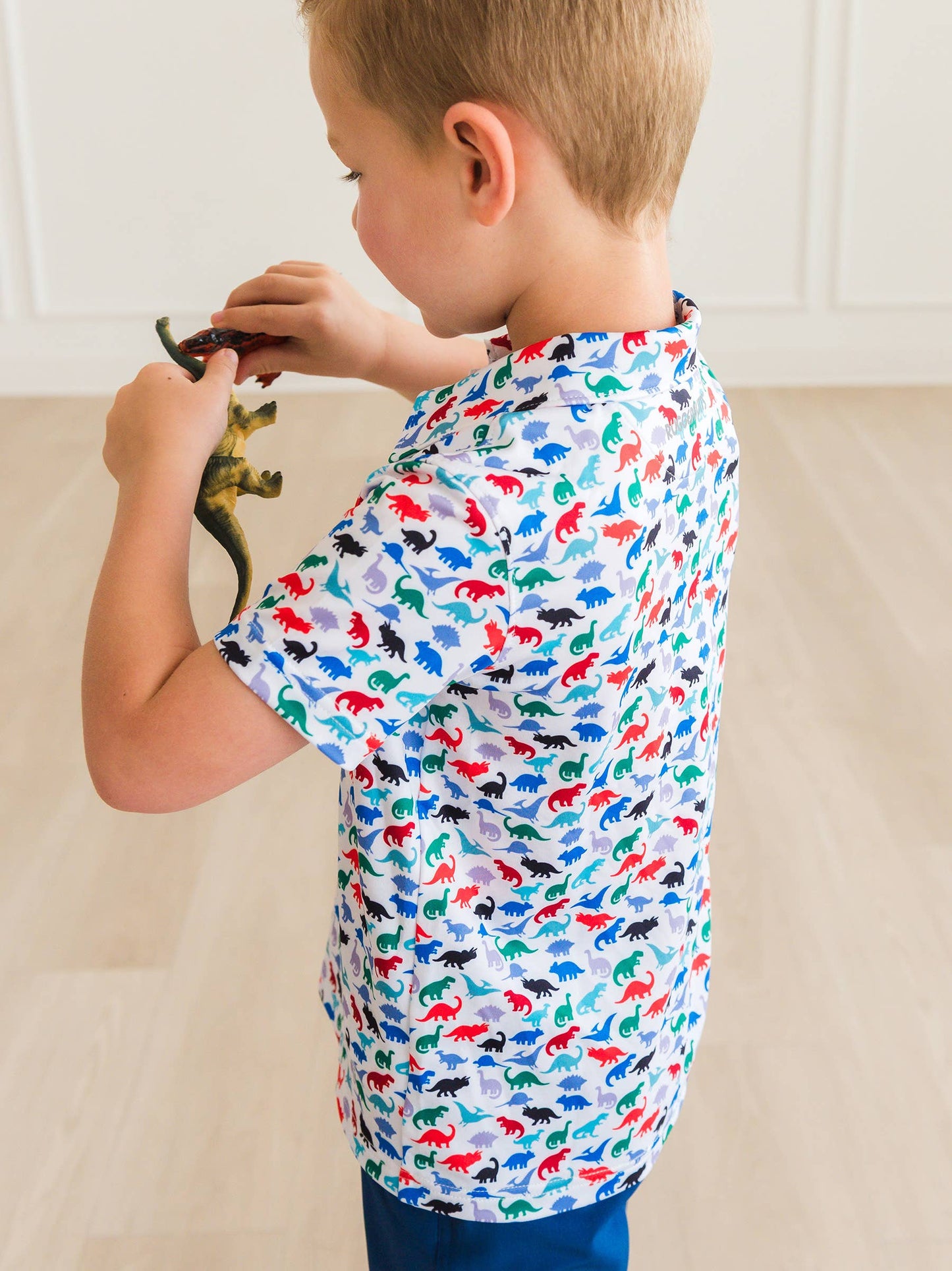 Dino Roar Knit Short Sleeve Performance Polo