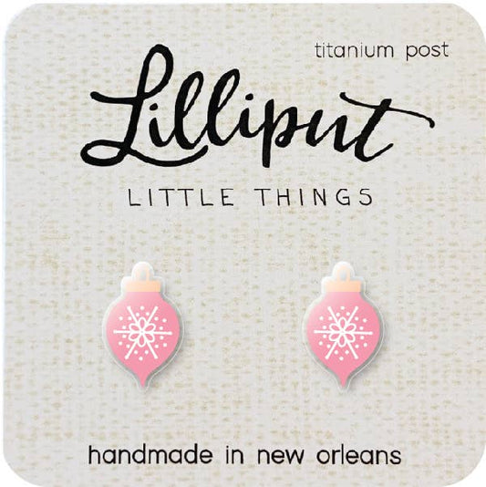 Pink Christmas Ornament Earrings