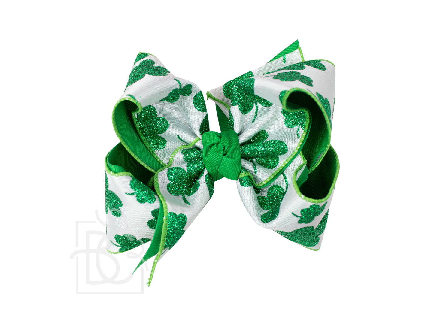 Glitter Clover Hair Bow on Alligator Clip 5.5"