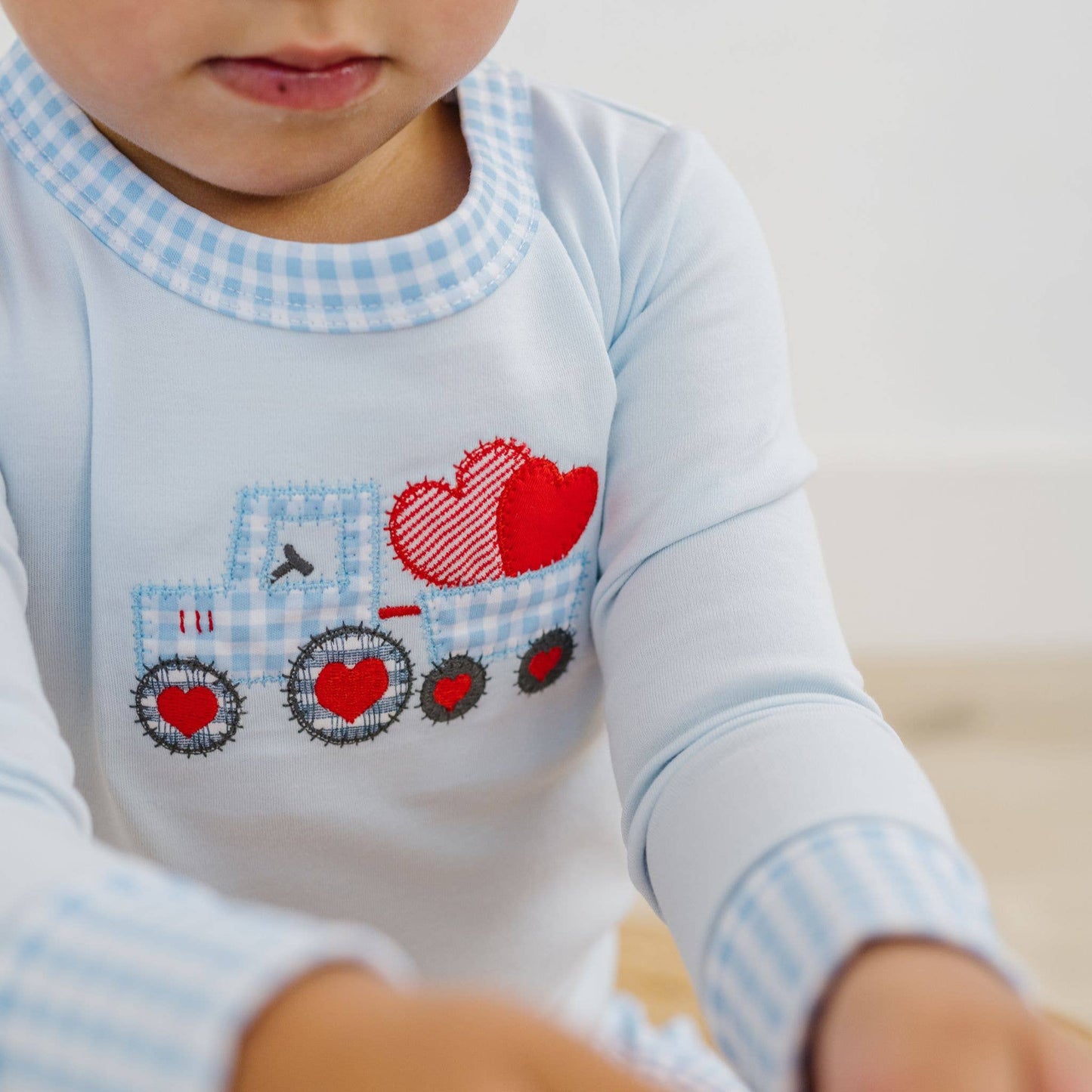 Tractor-Full of Love Applique Long Pima Pajamas