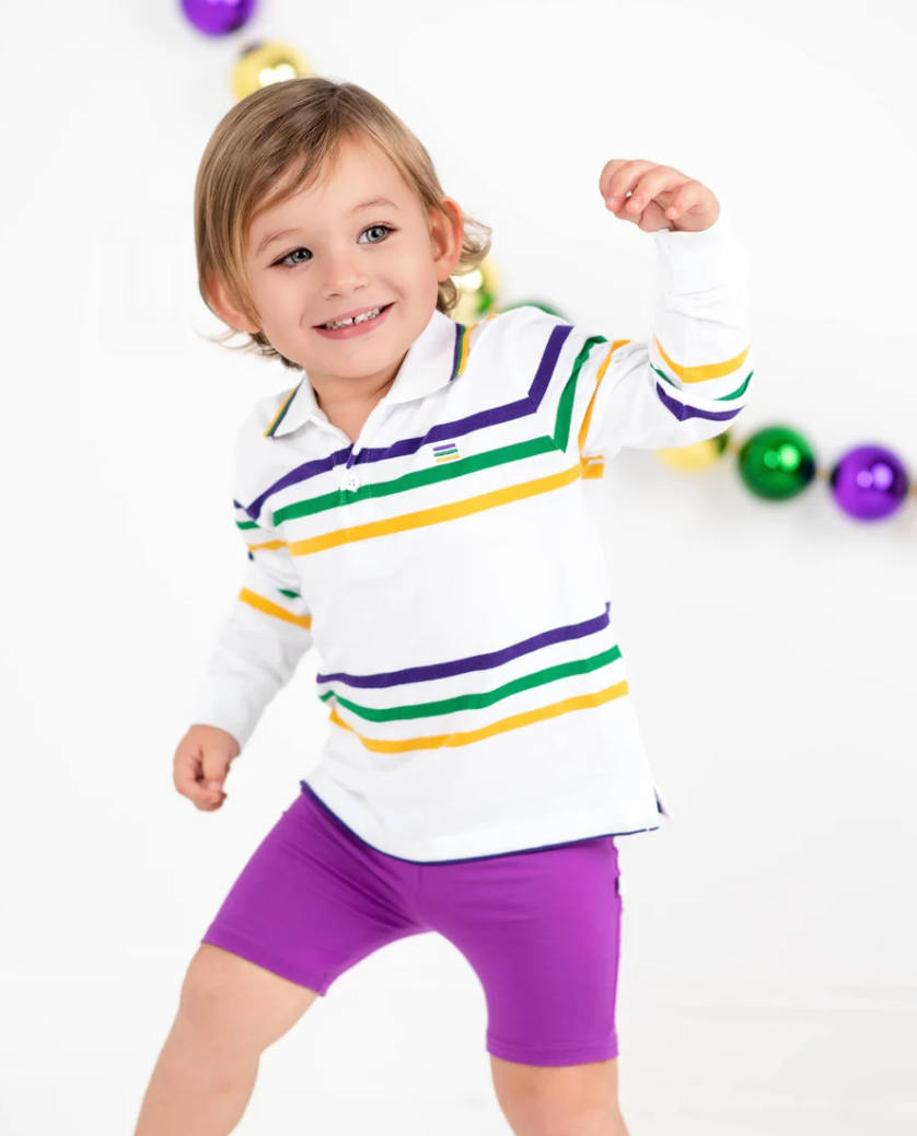 White Infinity Youth Long Sleeve Polo