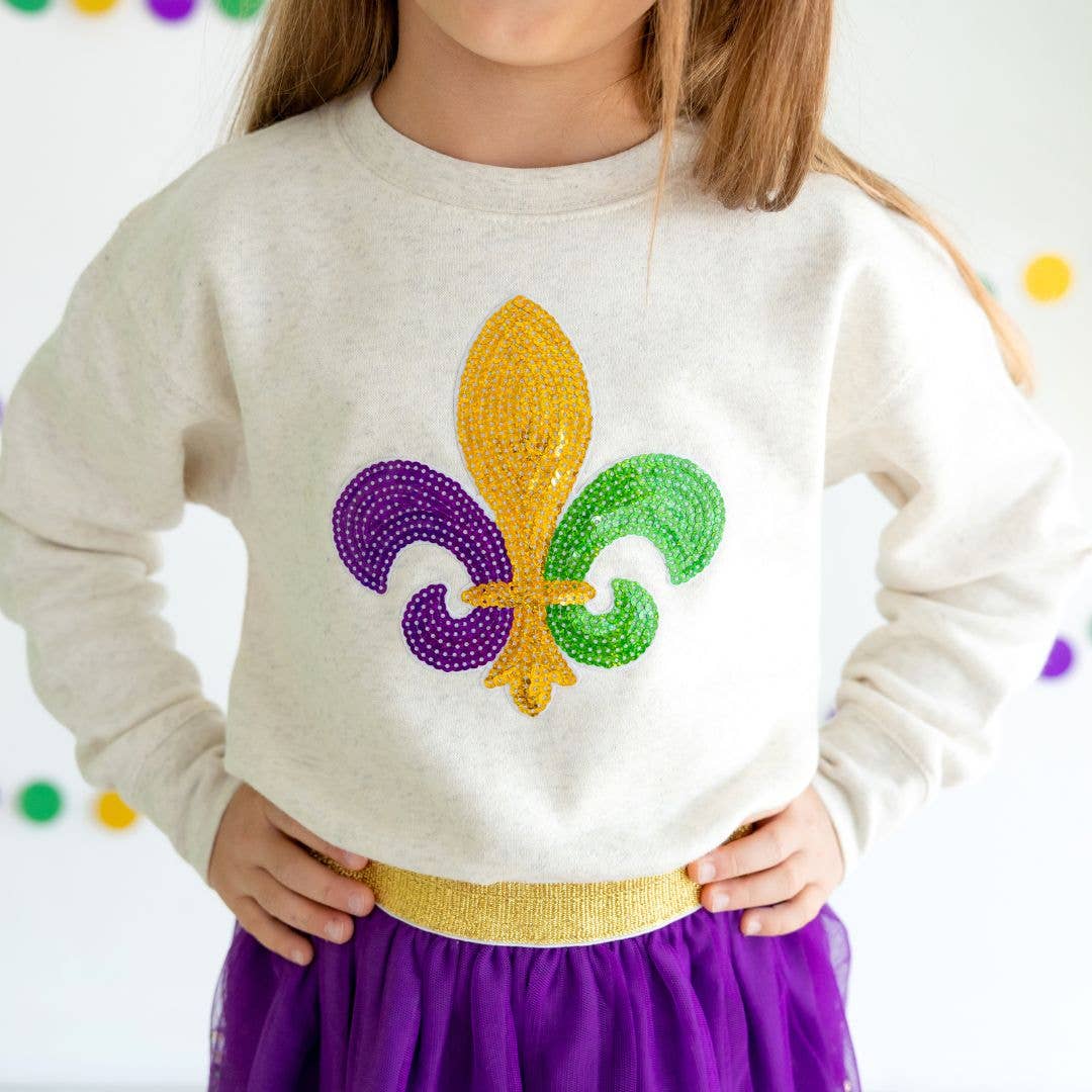 Mardi Gras Fleur De Lis Patch Sweatshirt