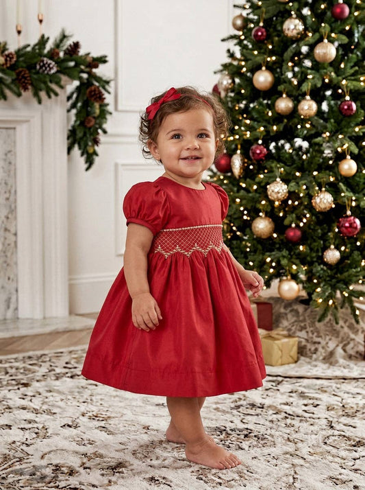 Taffeta Red Short Sleeve Dress